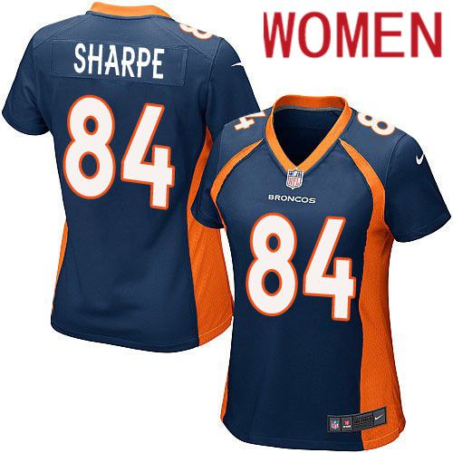 Cheap Women Denver Broncos 84 Shannon Sharpe Nike Navy Game NFL Jersey